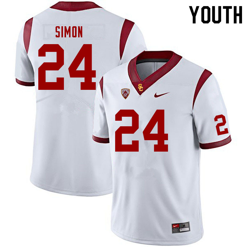 Youth #24 Julien Simon USC Trojans College Football Jerseys Sale-White